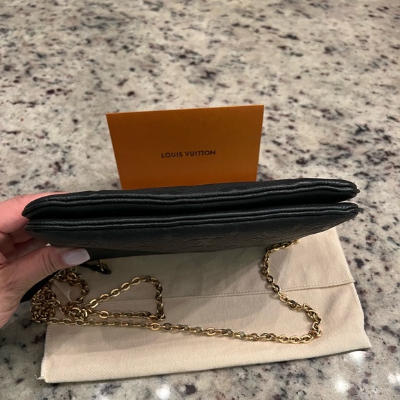 LOUIS VUITTON DOUBLE ZIP POCHETTE CROSSBODY EMPREINTE MONOGRAM NOIR Black - Picture 6 of 16